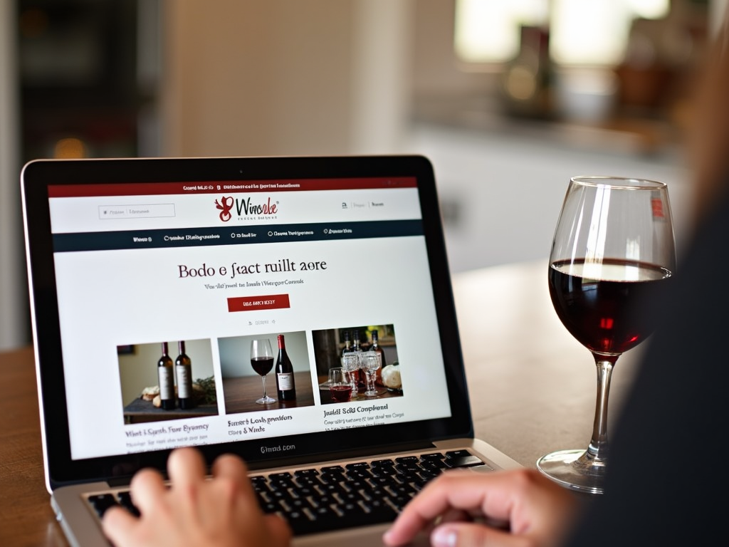 Person shopping for Jackson Family Wines on Wine.com with a glass of wine