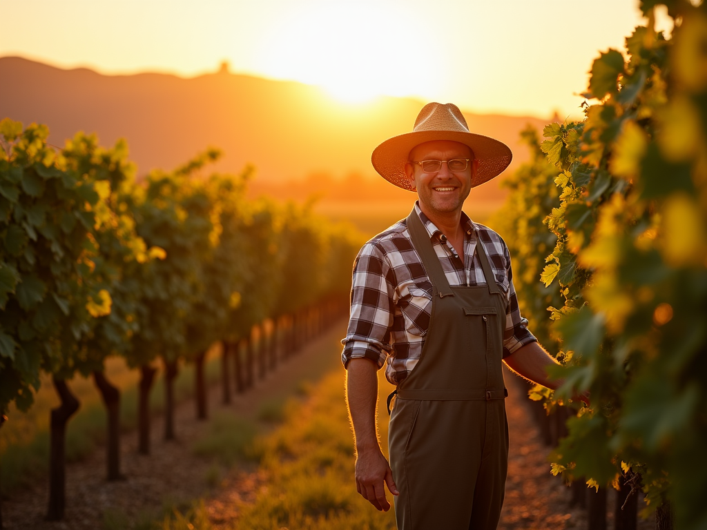 Winemaker in a California vineyard