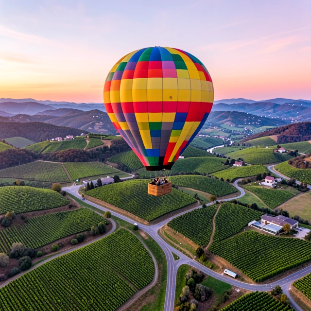 Hot air balloon ride over Napa Valley vineyards