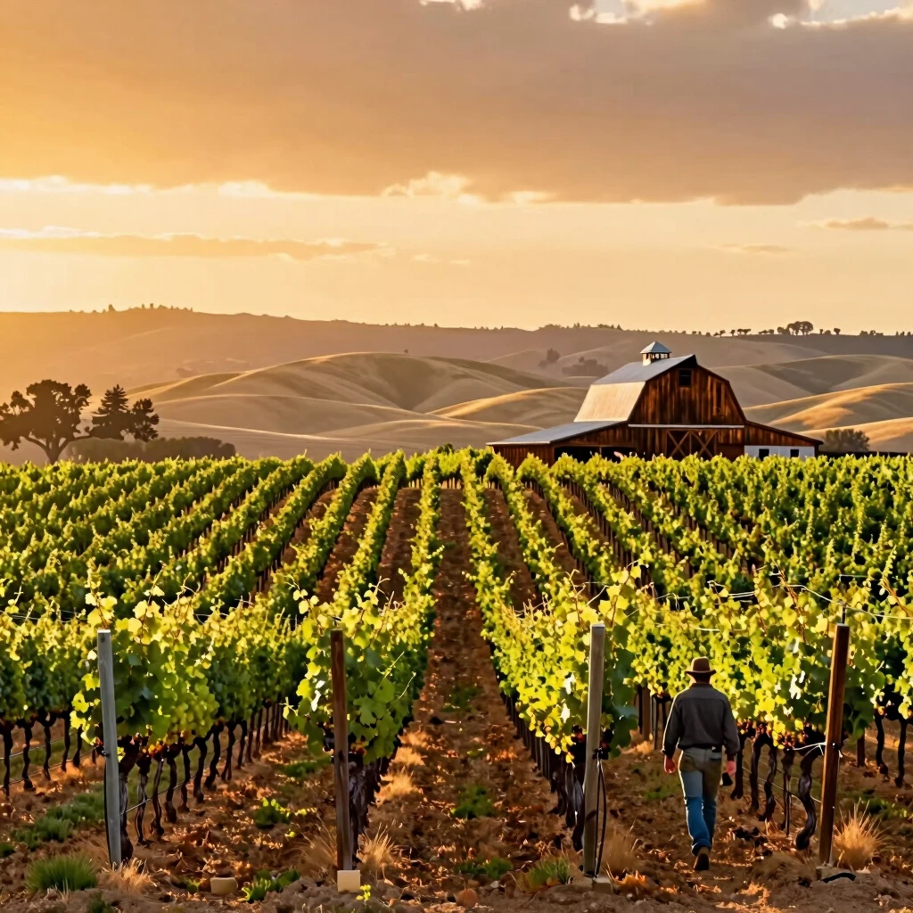 Sunset over Lake County vineyards, birthplace of Jackson Family Wines