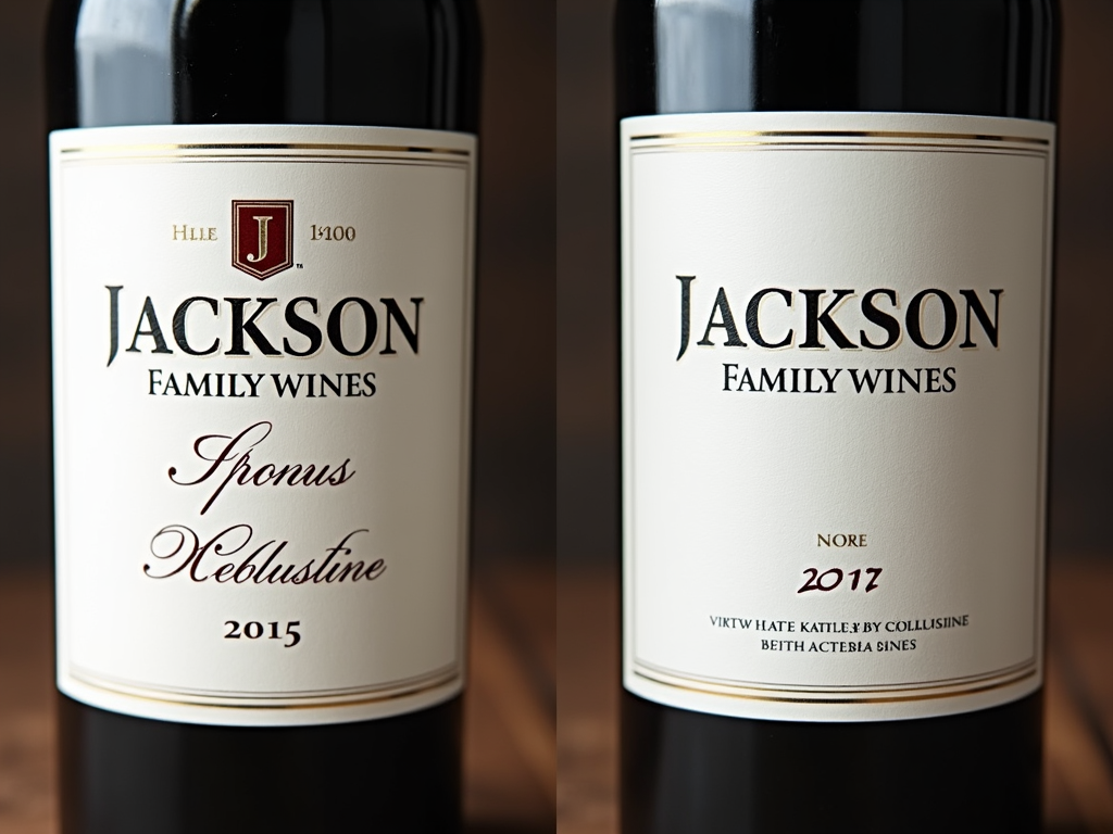 Comparison of real and AI-generated Jackson Family Wines labels