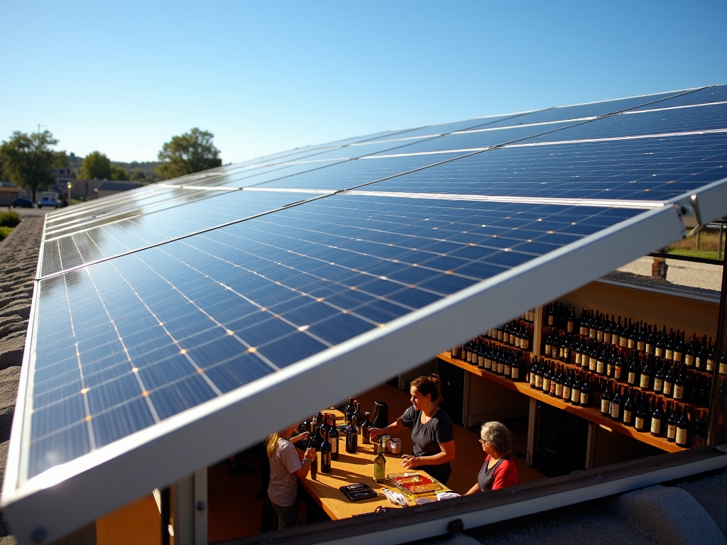 Winery with solar panels on roof.