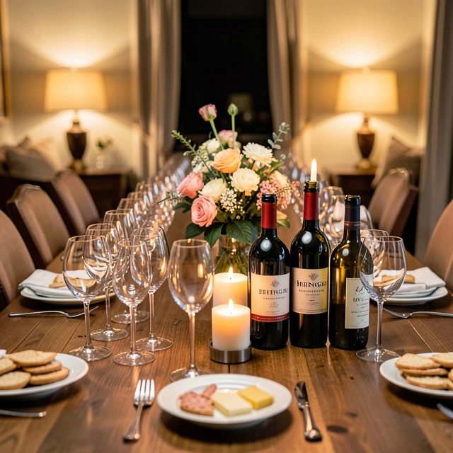 Elegant table setup for hosting a wine tasting event at home