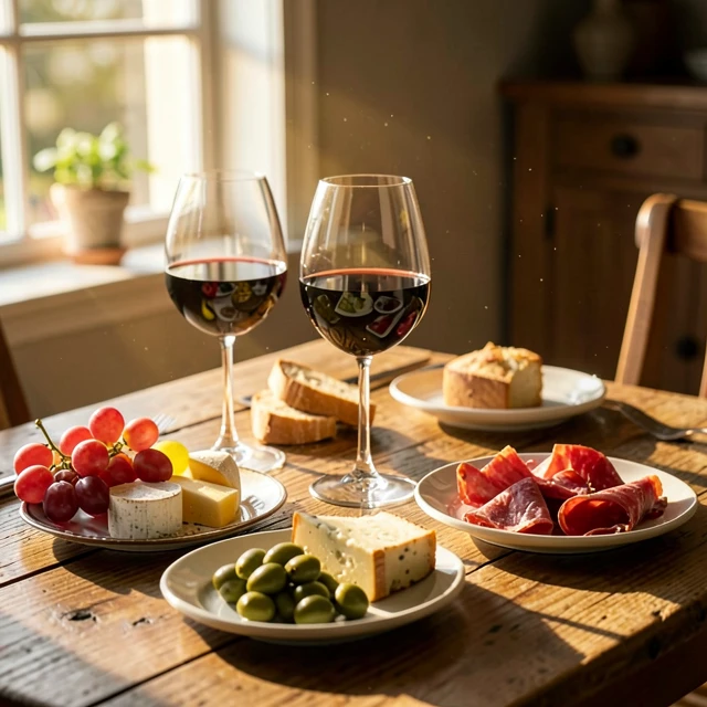 Elegant wine and food pairing table setup