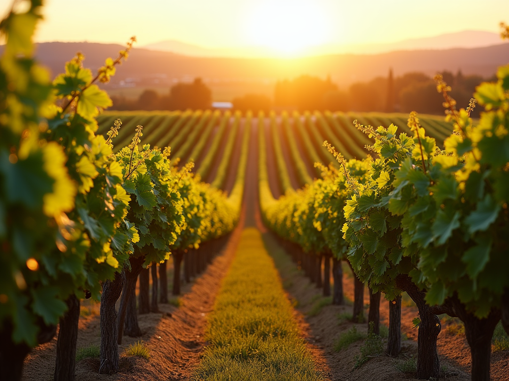 Organic vineyard under sunlight
