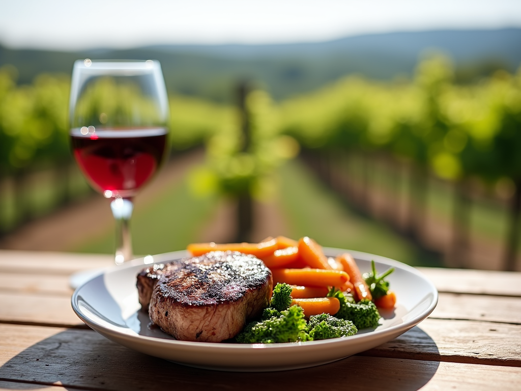 Red wine with steak dinner