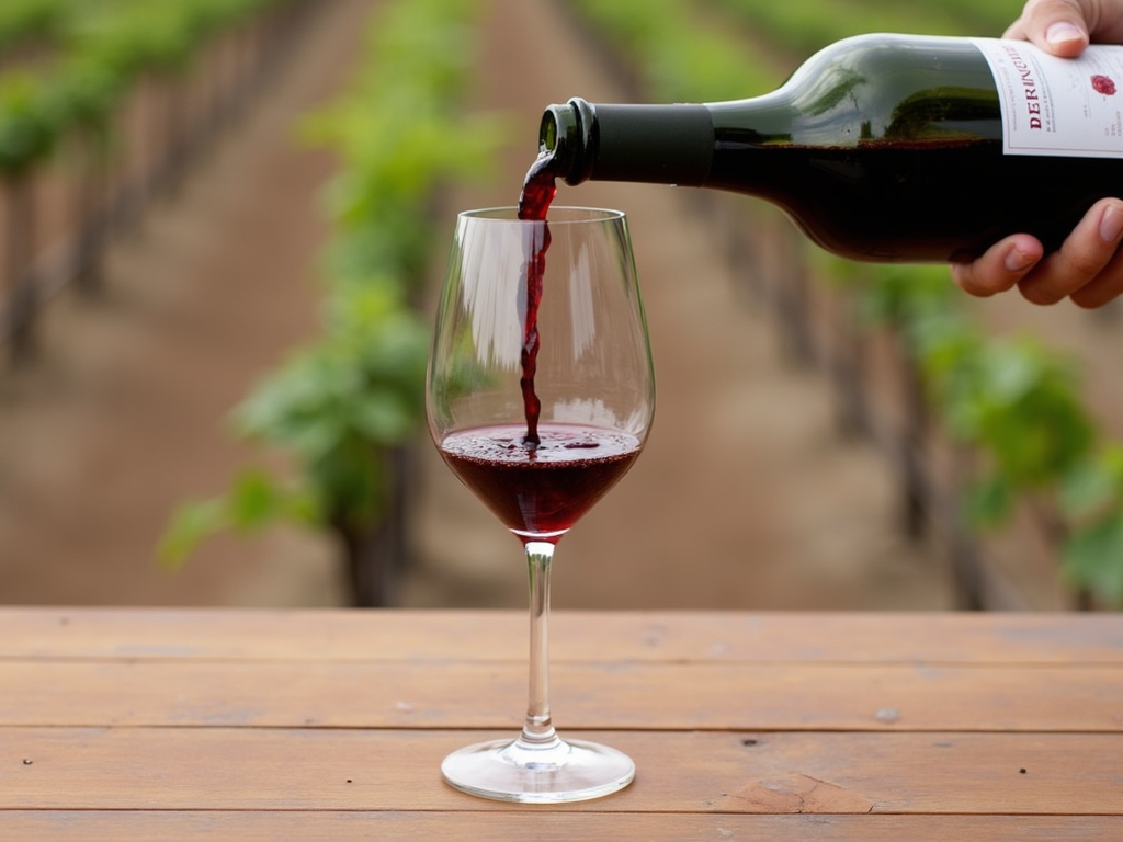 Pouring Beringer Merlot into a glass