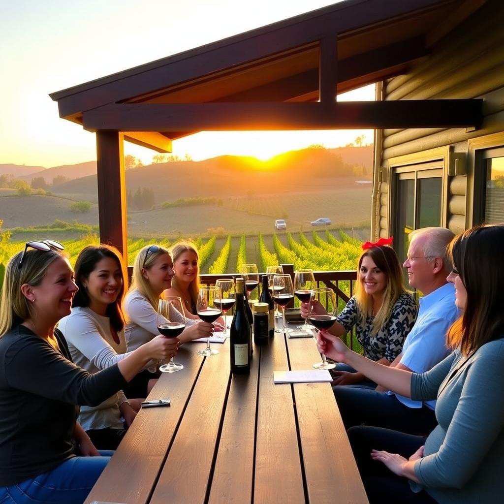La Crema Estate tasting room with visitors enjoying Pinot Noir