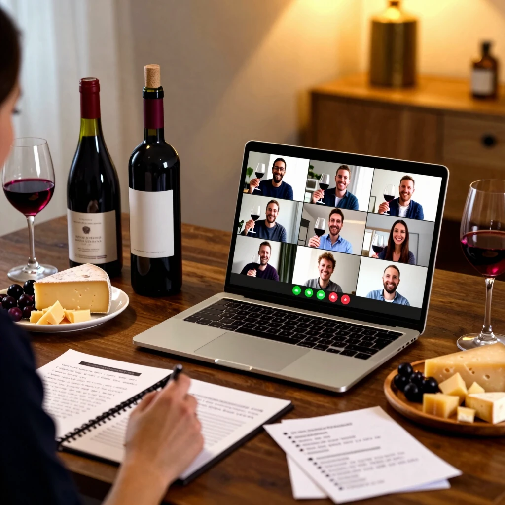 Setup for hosting a virtual wine tasting party