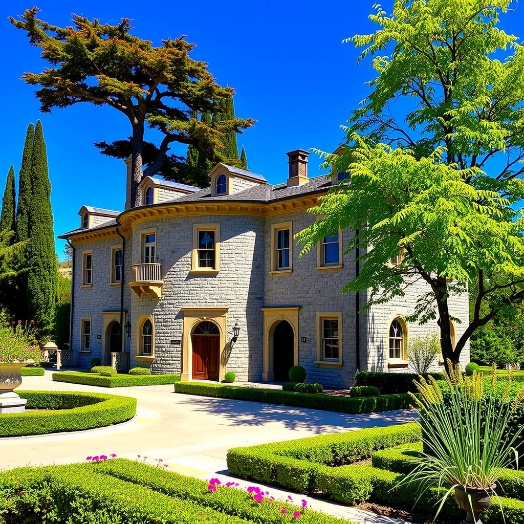 Beringer Vineyards historic Rhine House and gardens