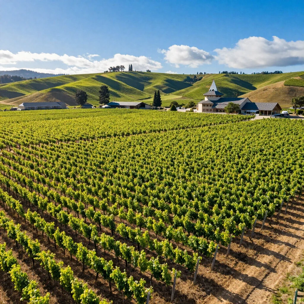 Aerial view of beautiful vineyards in Napa Valley, California