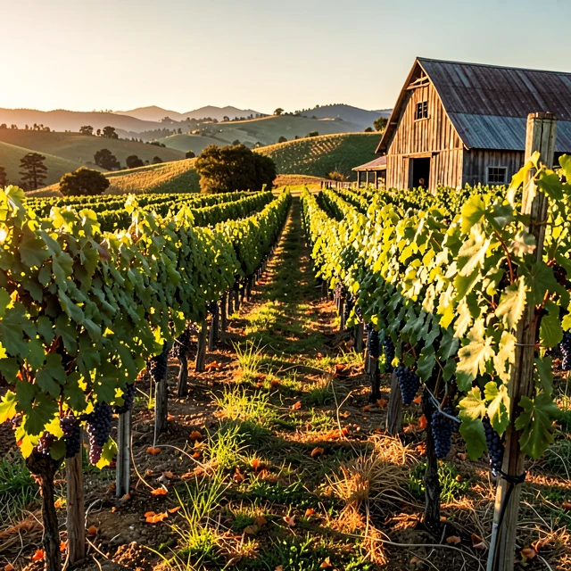 California vineyard at sunset representing the origins of Jackson Family Wines