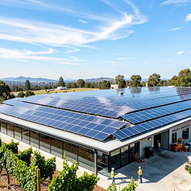 Solar energy installation powering Jackson Family Wines sustainable winemaking operations