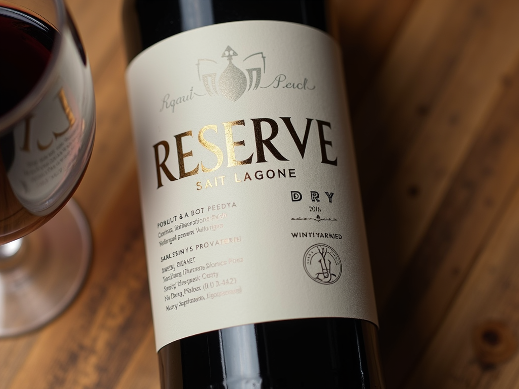 Wine label with descriptive keywords