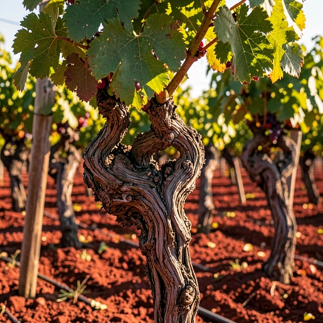 Ancient heritage grapevines in a California family-owned vineyard