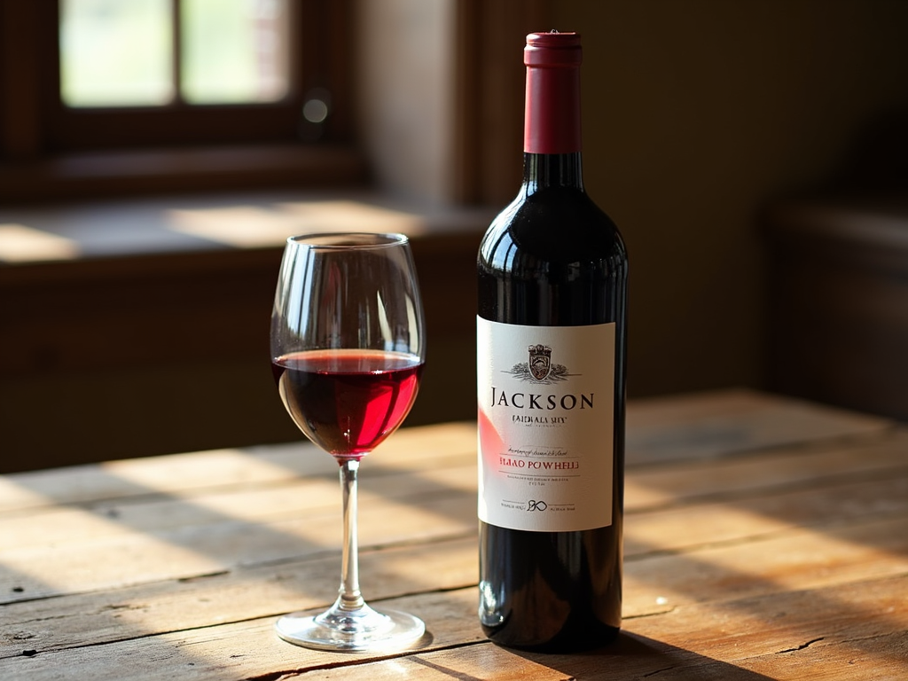Jackson Family Wines bottle and glass of red wine