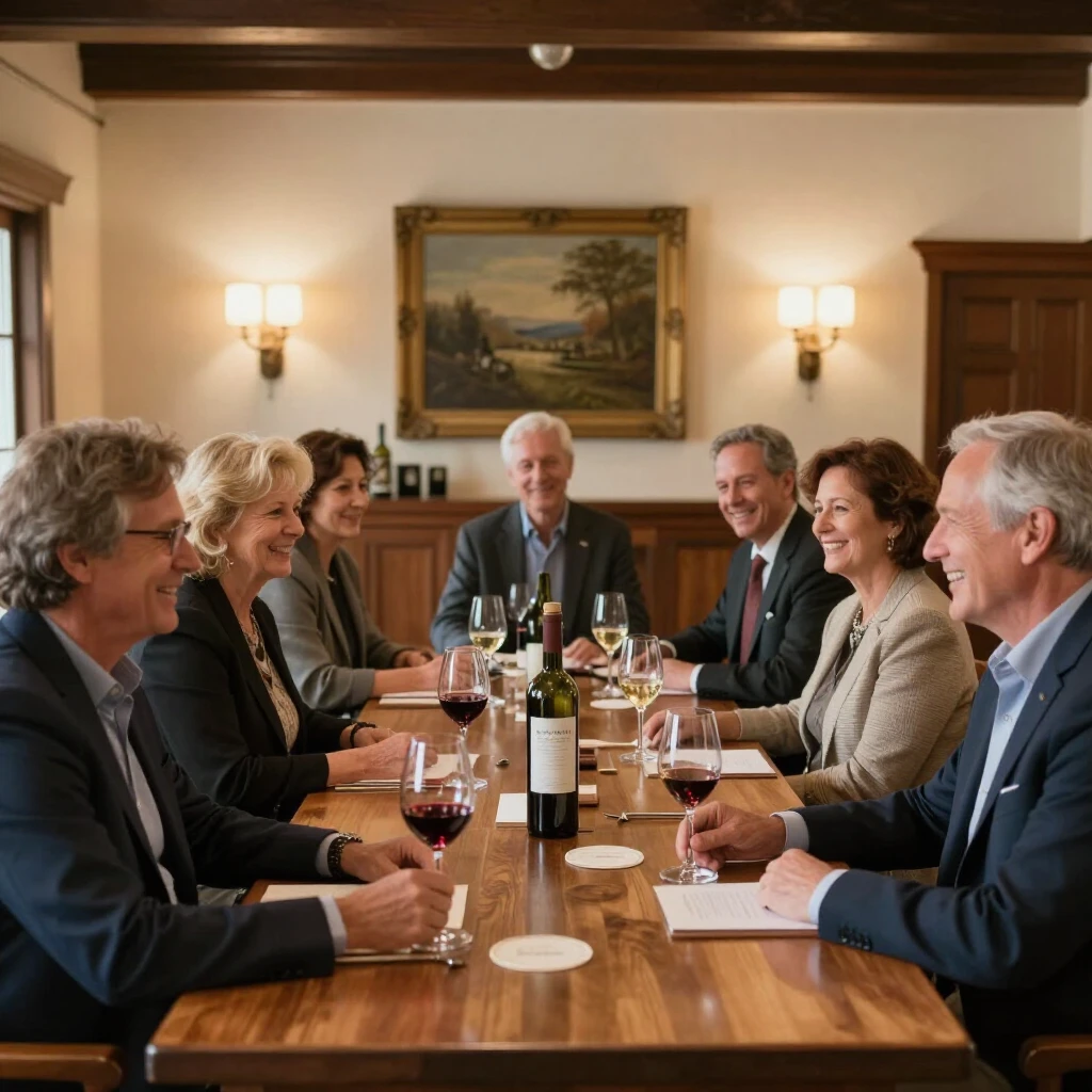 Group enjoying wine tasting in Beringer Vineyards tasting room