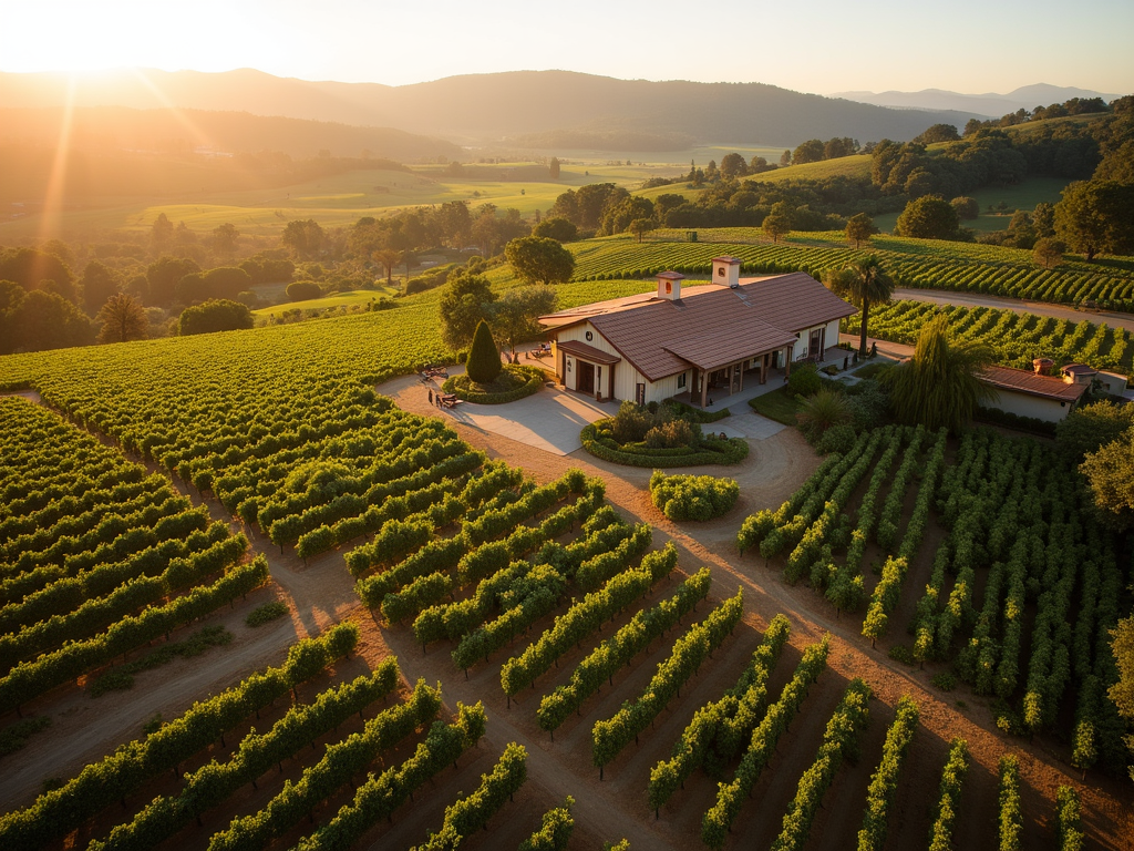 Aerial view of winery estate
