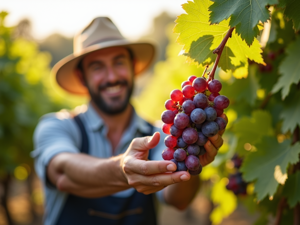 Winemaker with grapes