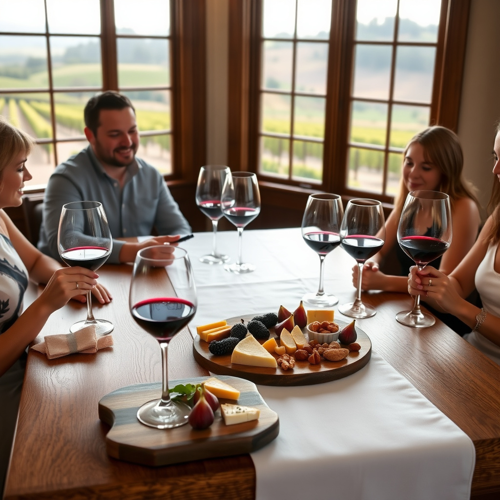 Guests enjoying a paired wine tasting in the Rhine House