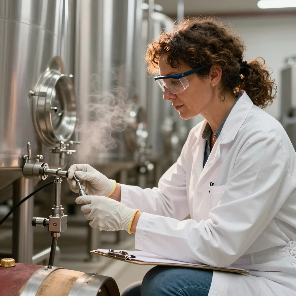 Winemaker Eugenia Keegan at work in the Jackson Family Wines facility