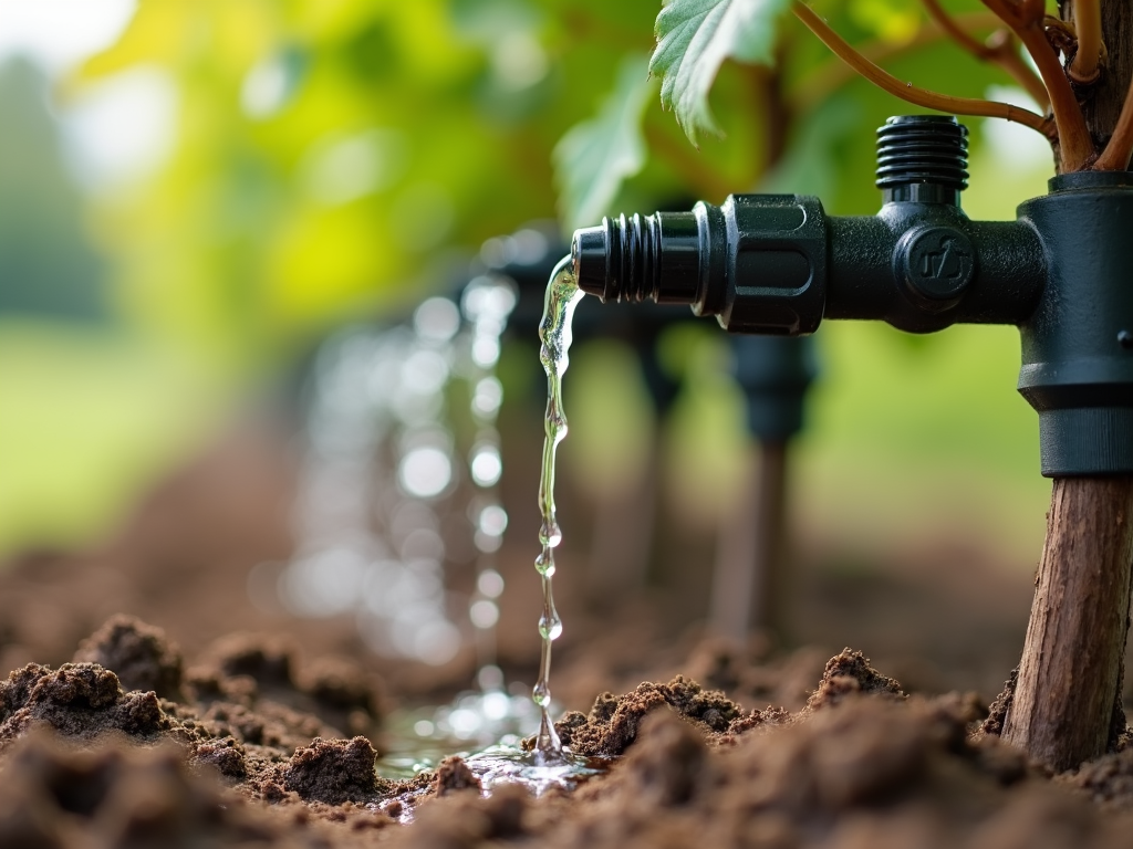 Drip irrigation in vineyard