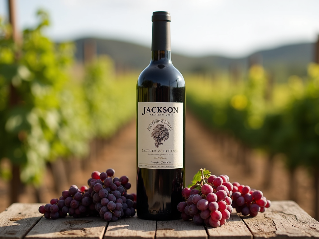 Jackson Family Wines bottle with 'Rooted for Good' logo