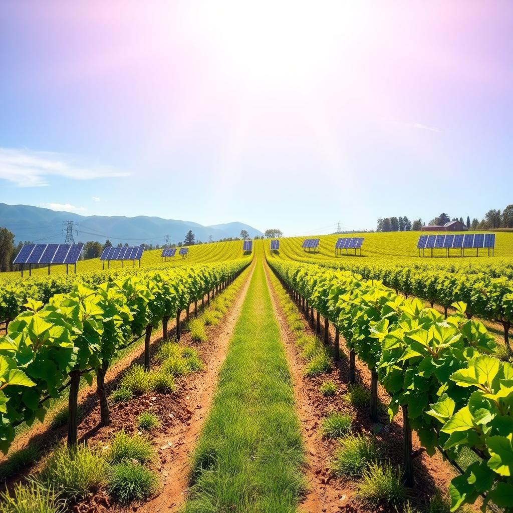 Future sustainable vineyard with advanced technology.