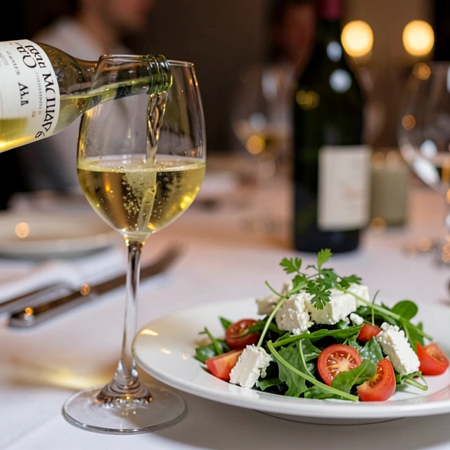 La Crema Sauvignon Blanc paired with goat cheese salad
