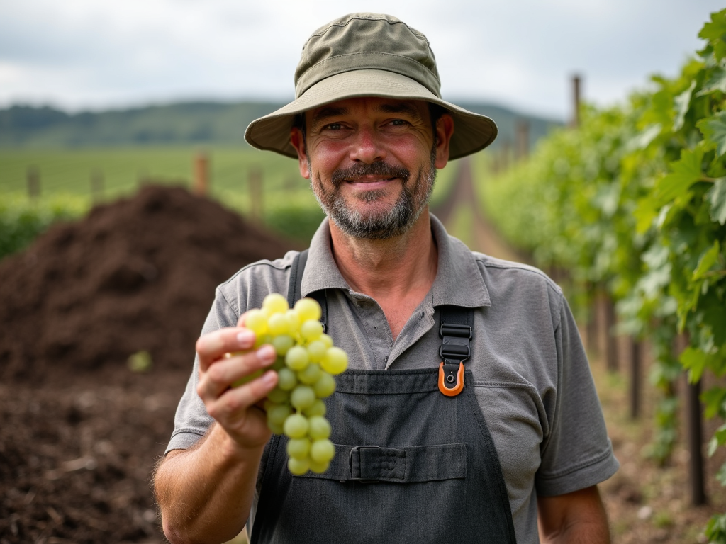 A winemaker practicing sustainable farming.