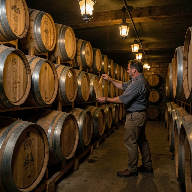 Barrel aging room at Jackson Family Wines