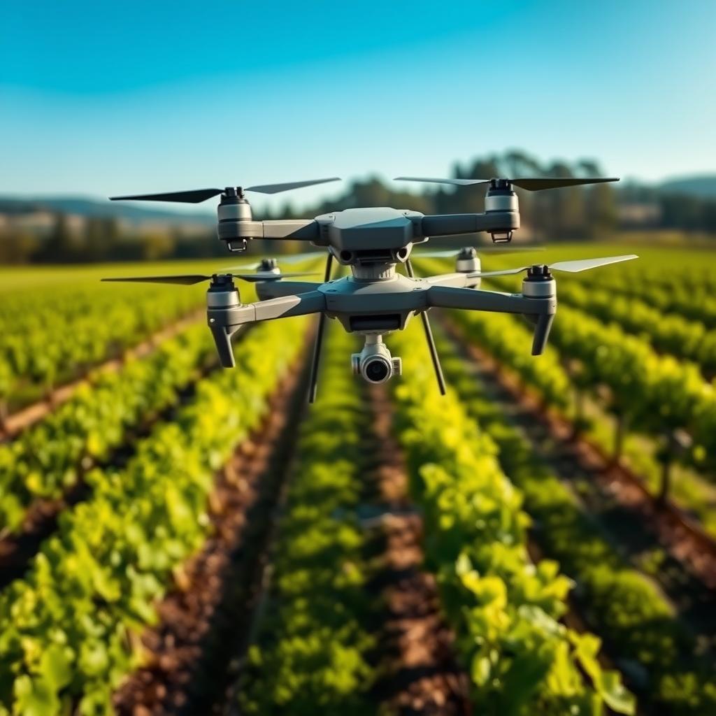 Drone in vineyard for precision viticulture