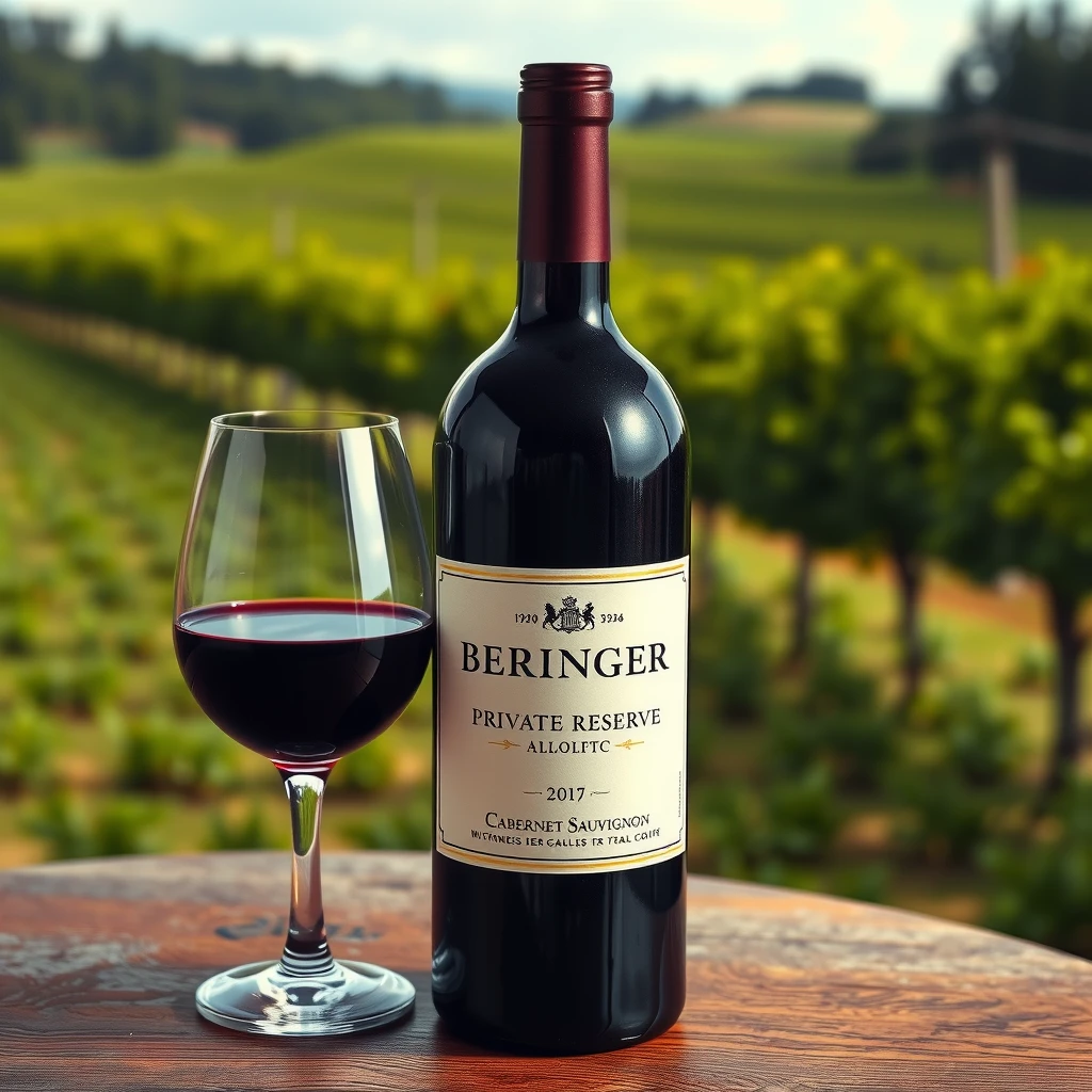 Bottle of Beringer Cabernet Sauvignon wine