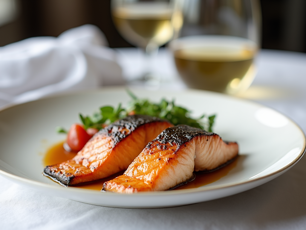 Salmon and white wine pairing.