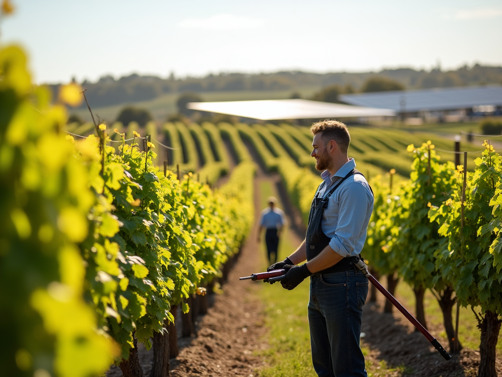 Sustainable farming at a vineyard