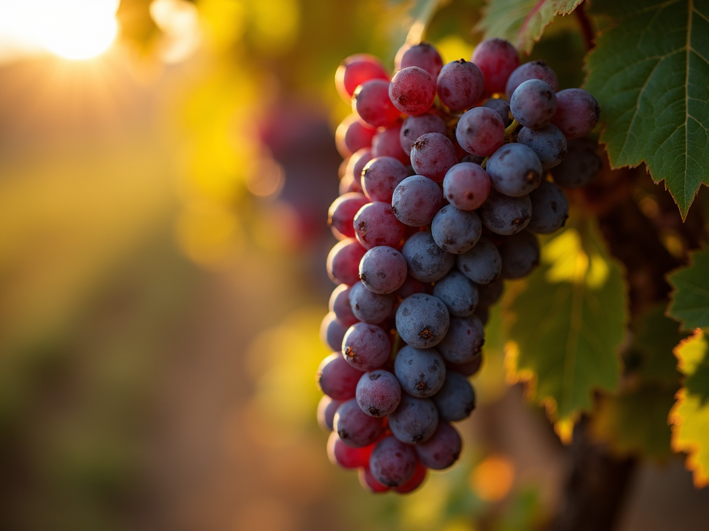 Ripe Cabernet Sauvignon grapes basking in the Napa Valley sun.