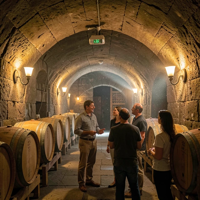 Inside the historic wine caves during a Beringer tour
