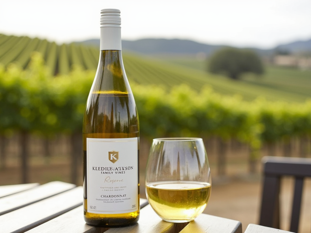 Kendall-Jackson Chardonnay bottle with vineyard background
