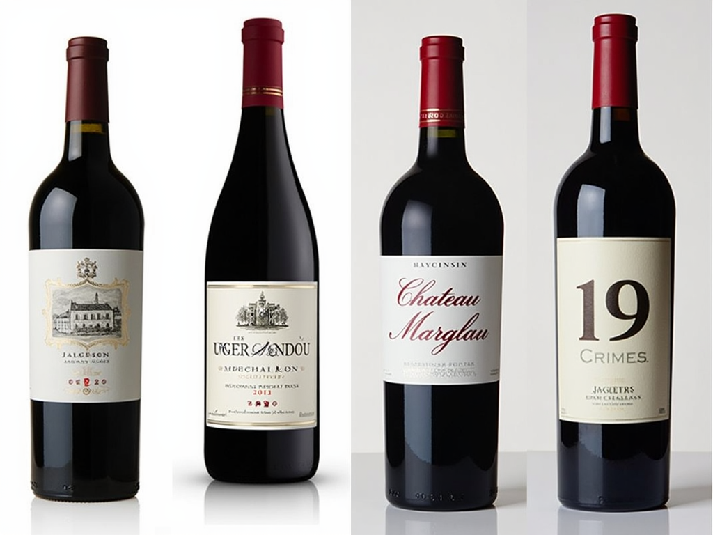 Diverse wine label designs reflecting different brand strategies.