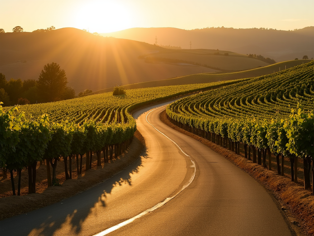 Scenic vineyard road in Sonoma County