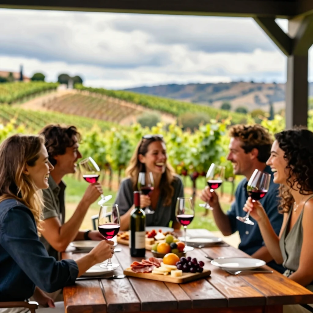 Friends enjoying a wine tasting flight at Beringer
