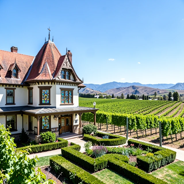 The iconic Rhine House at Beringer Vineyards