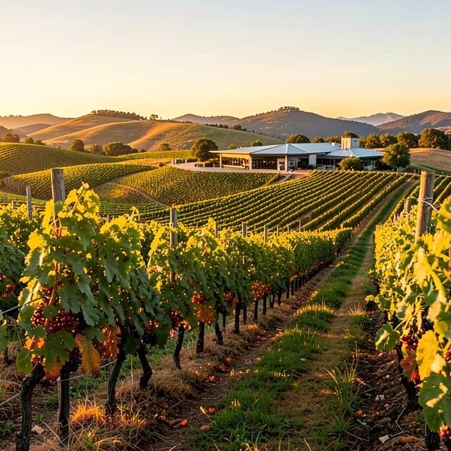 Jackson Family Wines vineyard estate at sunset