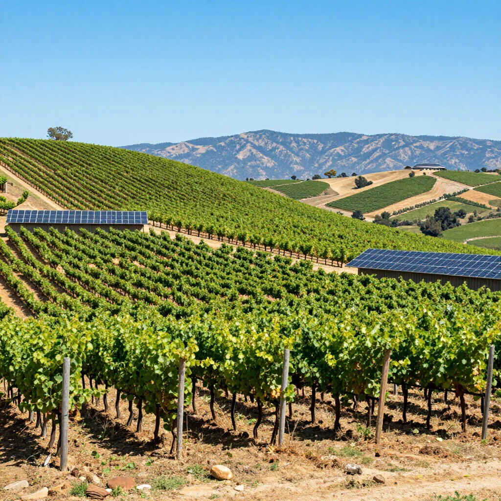 Sustainable vineyard at Jackson Family Wines with regenerative farming and solar energy