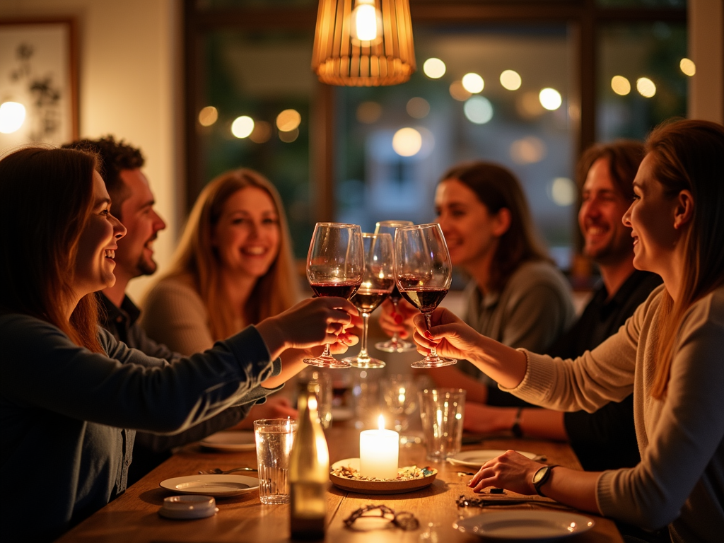 Friends enjoying a wine tasting party
