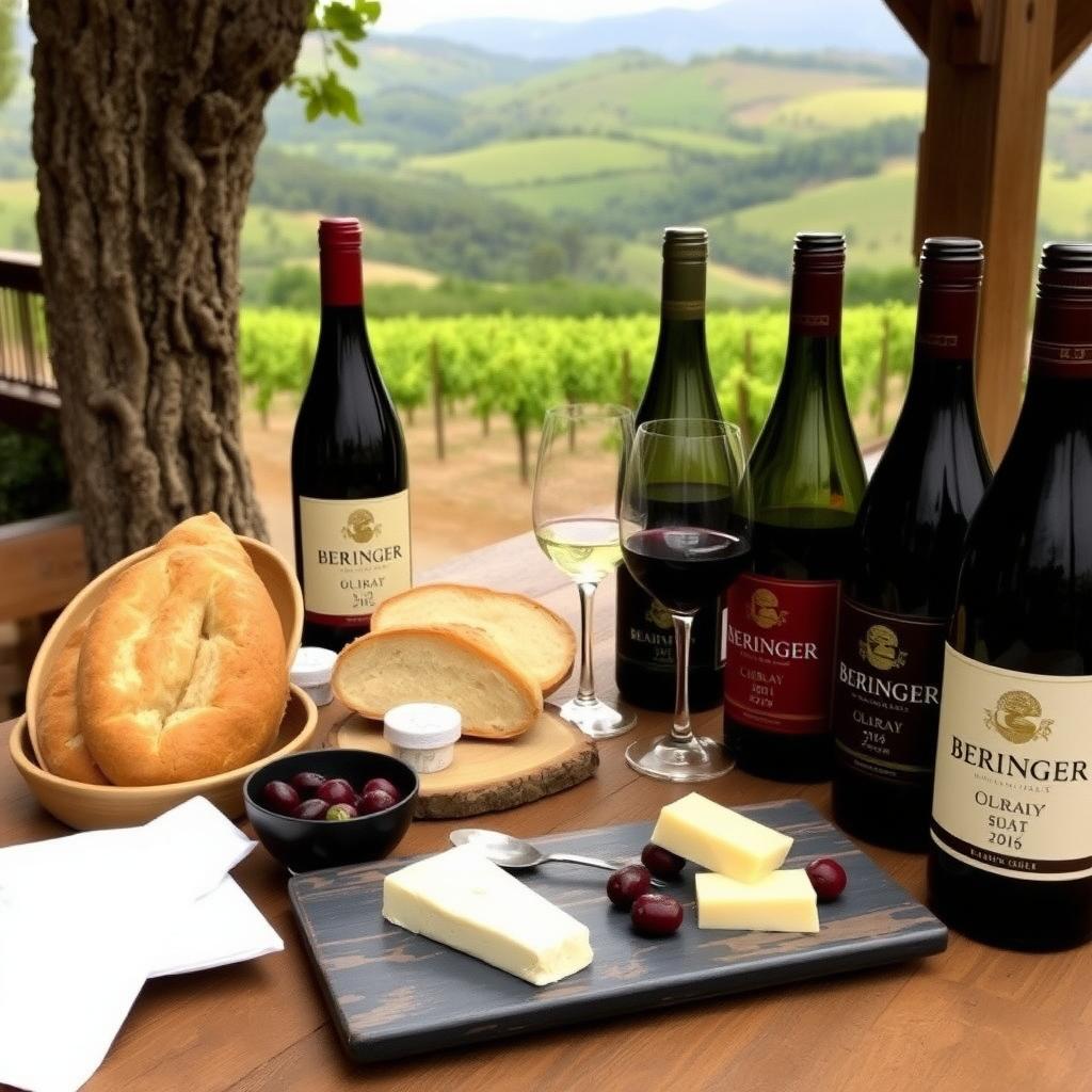 Beringer wine pairing with food on table