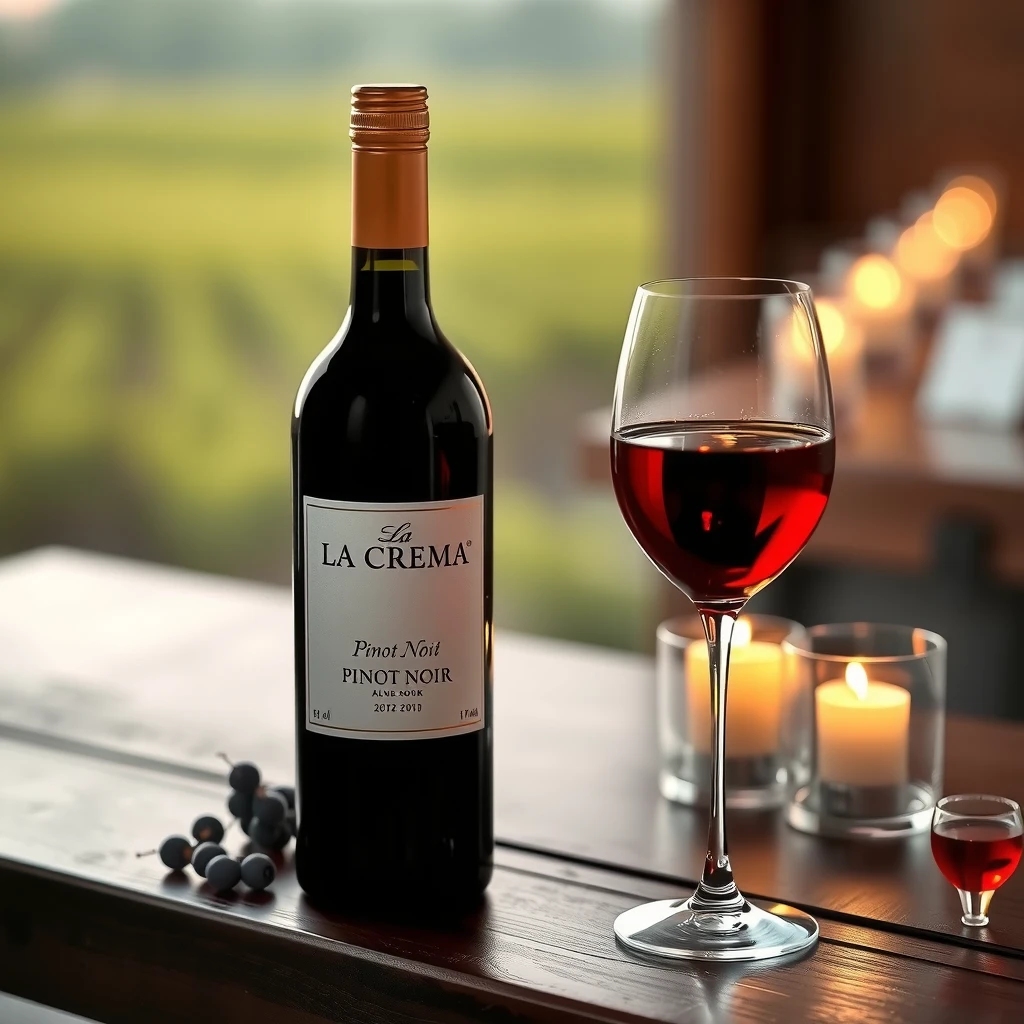 Elegant La Crema Pinot Noir bottle setting