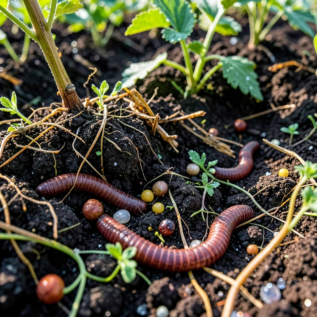 Close-up of regenerative vineyard soil demonstrating healthy biodiversity