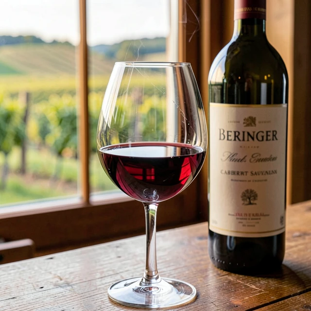 Beringer wine tasting notes come to life with this elegant glass of Cabernet Sauvignon