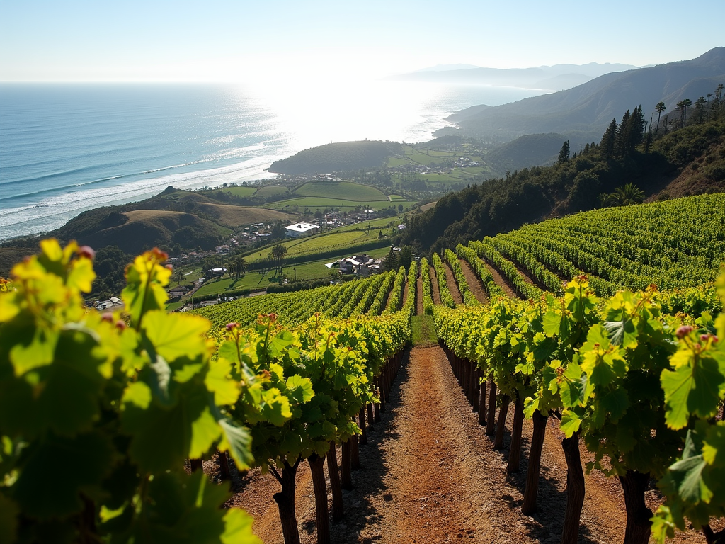 Coastal vineyards with ocean view in Santa Barbara.